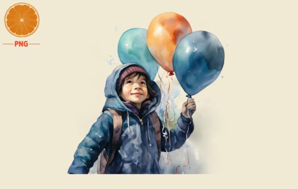 Black Friday Balloon with Boy Watercolor Review