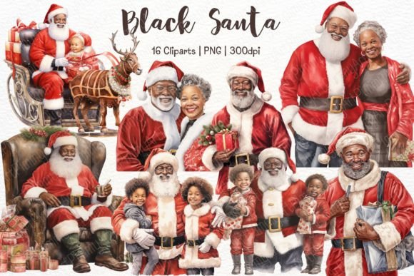 Black Santa Watercolor Clipart Illustrations Review