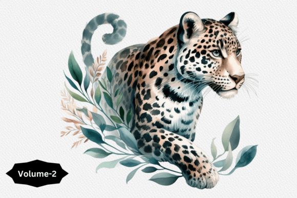Boho Watercolor Leopard Clipart Vol 2 Illustrations