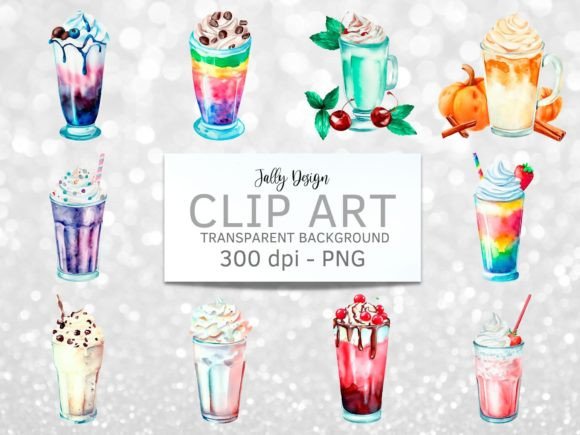 Colorful Watercolor Milkshake Clip Art Review