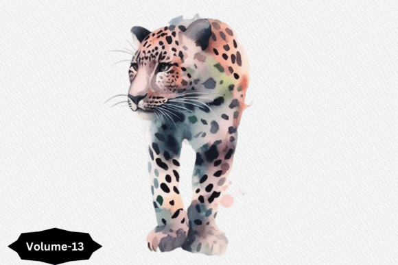 Cute Leopard Watercolor Clipart Vol 13 Illustrations