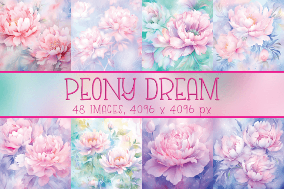 Pastel Watercolor Peony Illustrations for Printables
