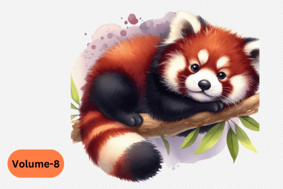 Red Panda Clipart Watercolor Illustrations for Branding