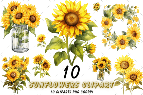 Sunflowers Watercolour Clipart Bundle: Illustrations Review