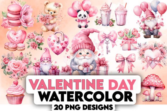 Valentine Day Watercolor Bundle: Illustrations for Local Branding