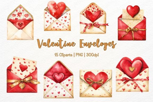 Valentine Envelopes Watercolor Clipart Review
