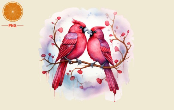 Valentine's Day Two Bird Watercolor 4 Illustrations Review