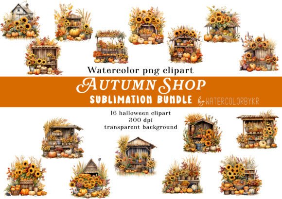 Watercolor Autumn Shop Bundle Clipart Illustrations Review