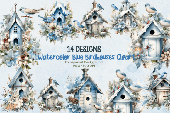 Watercolor Birdhouse Sublimation, Winter Illustrations
