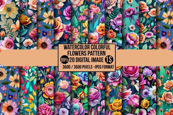 Watercolor Colorful Flowers Pattern: Illustrations for Local Brands