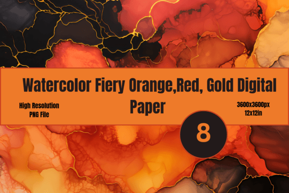 Watercolor Fiery Orange and Navy Blue Illustrations