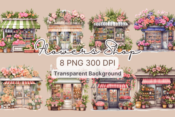Watercolor Flowers Shop Decorative Plant Illustrations