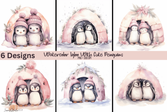 Watercolor Igloo with Cute Penguins Review