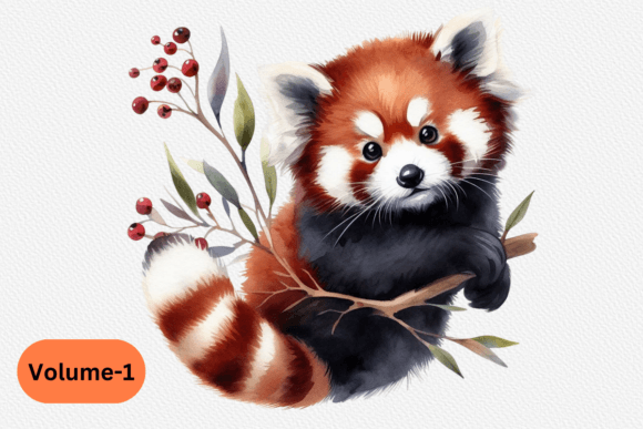 Watercolor Red Panda Clipart Volume 1: Editorial Illustrations