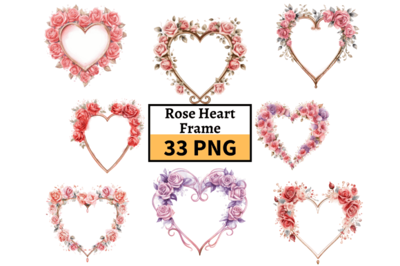Watercolor Rose Heart Frame PNG Illustrations Review