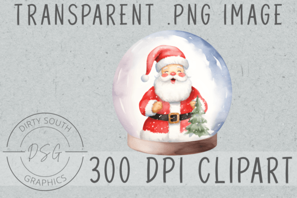 Watercolor Santa Claus Snowglobe Illustrations Review