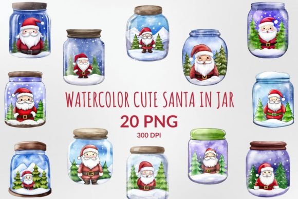 Watercolor Santa in a Jar Illustrations Review