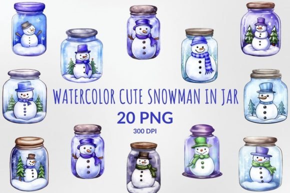 Watercolor Snowman in a Jar Illustrations Review