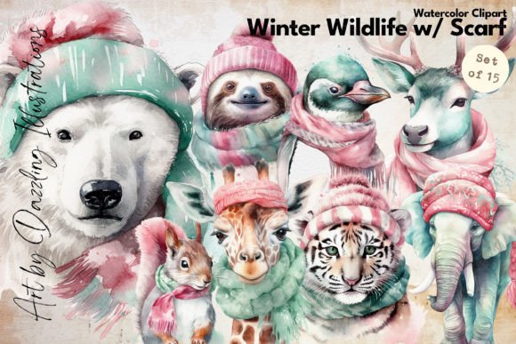 Watercolor Wildlife Winter Animals Illustrations Review